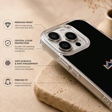 Crown emblem on a black background phone case — Info