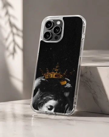 Edgy crown artwork on a black phone case — Hero
