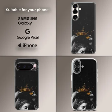 Edgy crown artwork on a black phone case — Collage