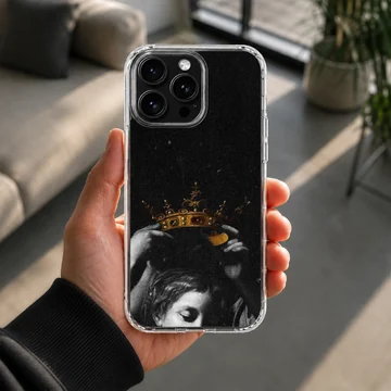 Edgy crown artwork on a black phone case — Lifestyle