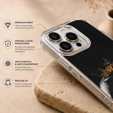 Edgy crown artwork on a black phone case — Info