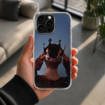 Crown design on artistic phone case highlighting a person's back view — Lifestyle