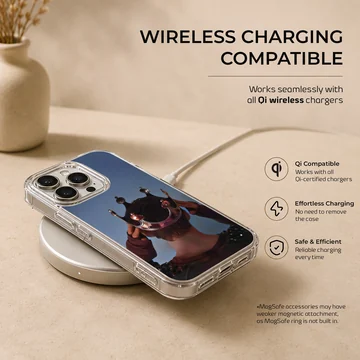 Crown design on artistic phone case highlighting a person's back view — Charging