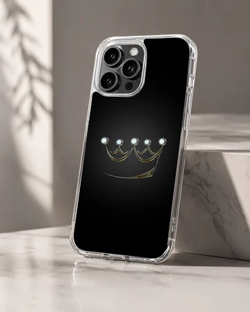 Stylish crown graphic on a black background phone case — Hero
