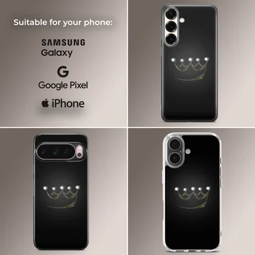 Stylish crown graphic on a black background phone case — Collage