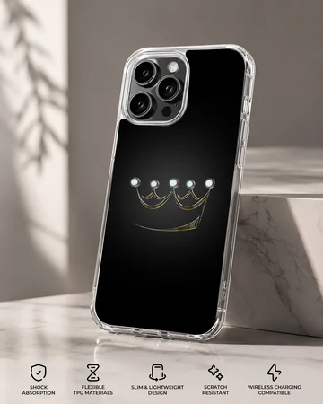 Stylish crown graphic on a black background phone case — Specs