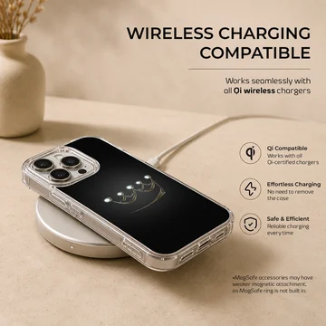 Stylish crown graphic on a black background phone case — Charging