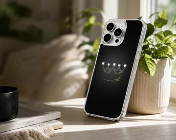 Stylish crown graphic on a black background phone case — Lifestyle