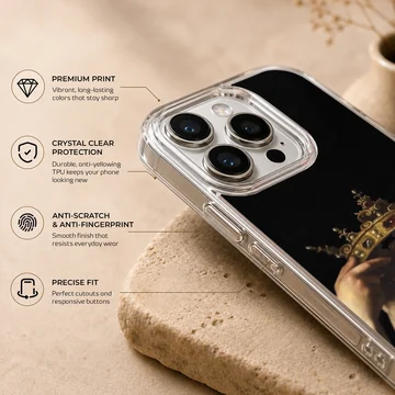 Artistic crown design phone case with hands holding a crown — Info