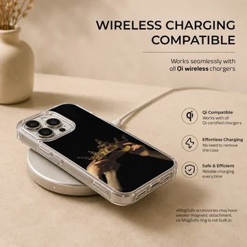 Artistic crown design phone case with hands holding a crown — Charging