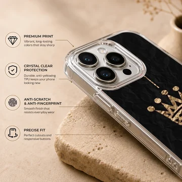 Stylish crown design on textured black phone case — Info