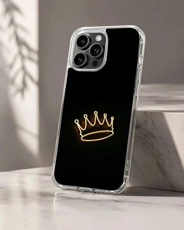 Minimalist crown design on a black phone case