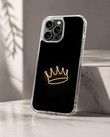 Minimalist crown design on a black phone case — Hero