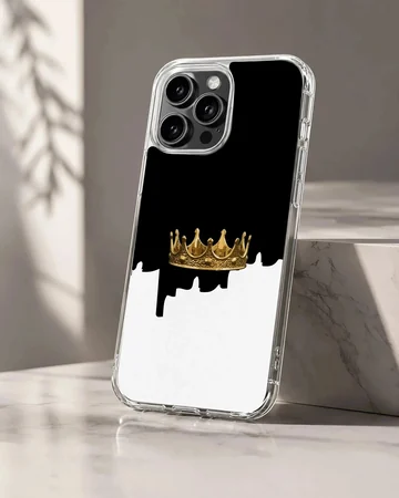 A striking crown design on a black and white background phone case