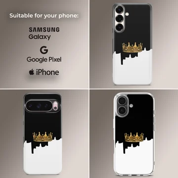 A striking crown design on a black and white background phone case — Collage