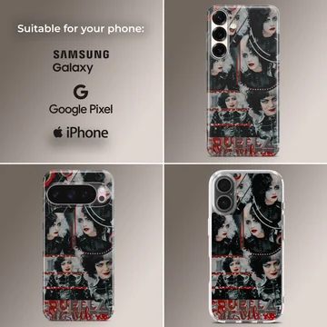 Striking Cruella De Vil design on a phone case — Collage