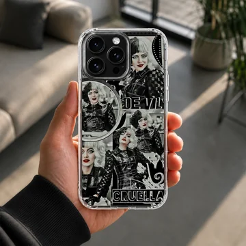 Edgy Cruella De Vil design phone case featuring dynamic illustrations — Lifestyle
