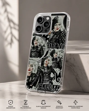 Edgy Cruella De Vil design phone case featuring dynamic illustrations — Specs
