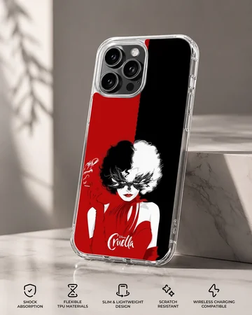 Edgy Cruella De Vil design on a phone case — Specs
