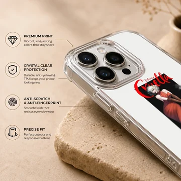 Cruella De Vil in red dress with her dalmatian on phone case — Info