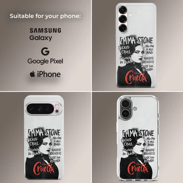 Edgy Cruella De Vil design on soft TPU phone case — Collage