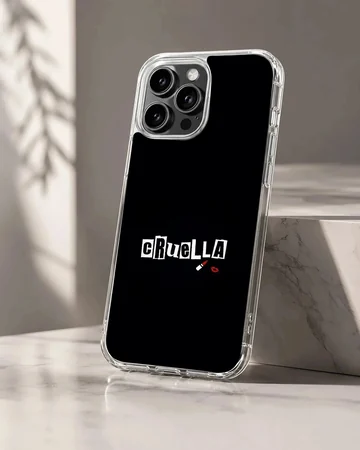 Bold typography Cruella De Vil phone case design