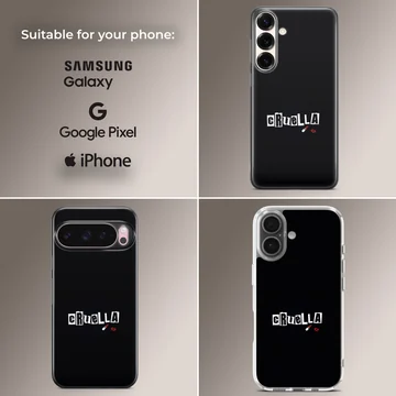 Bold typography Cruella De Vil phone case design — Collage