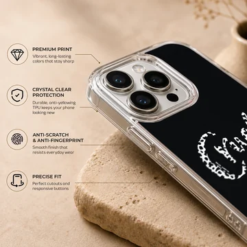Bold typographic design of 'Cruella' on a black background phone case — Info