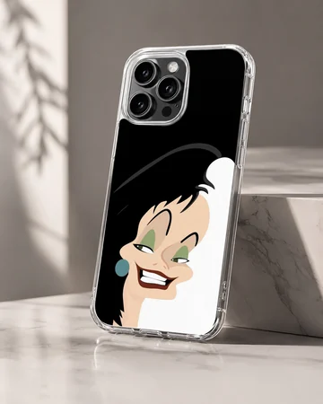 Cartoon design featuring Cruella De Vil on a phone case — Hero
