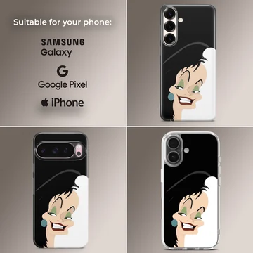 Cartoon design featuring Cruella De Vil on a phone case — Collage