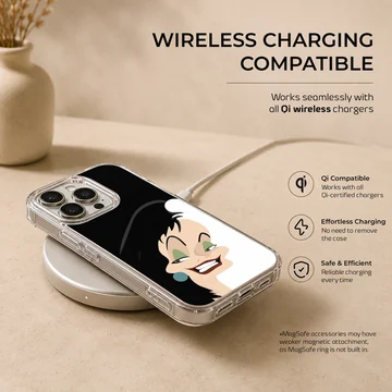 Cartoon design featuring Cruella De Vil on a phone case — Charging