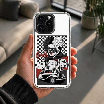 Cruella De Vil artwork with striking colors and design on phone case — Lifestyle