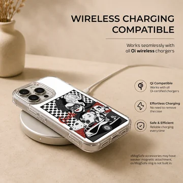 Cruella De Vil artwork with striking colors and design on phone case — Charging