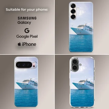 Cruise ship sailing on calm waters phone case — Collage