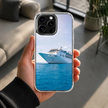 Cruise ship sailing on calm waters phone case — Lifestyle