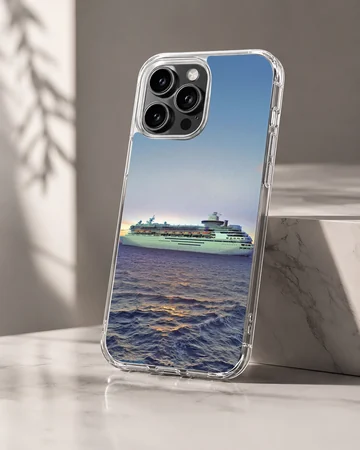 Scenic maritime view with cruise ships on the ocean phone case — Hero