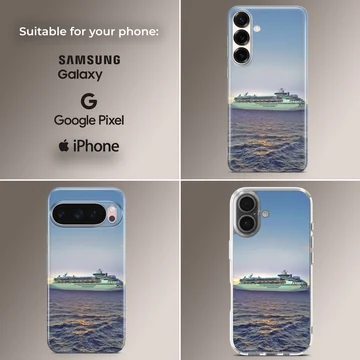 Scenic maritime view with cruise ships on the ocean phone case — Collage
