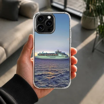 Scenic maritime view with cruise ships on the ocean phone case — Lifestyle