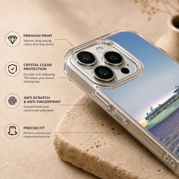 Scenic maritime view with cruise ships on the ocean phone case — Info