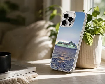 Scenic maritime view with cruise ships on the ocean phone case — Lifestyle