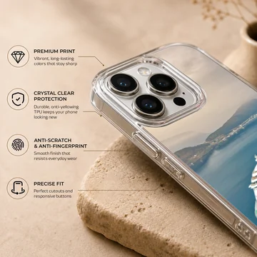 A beautiful cruise ship docked in serene blue waters, phone case — Info