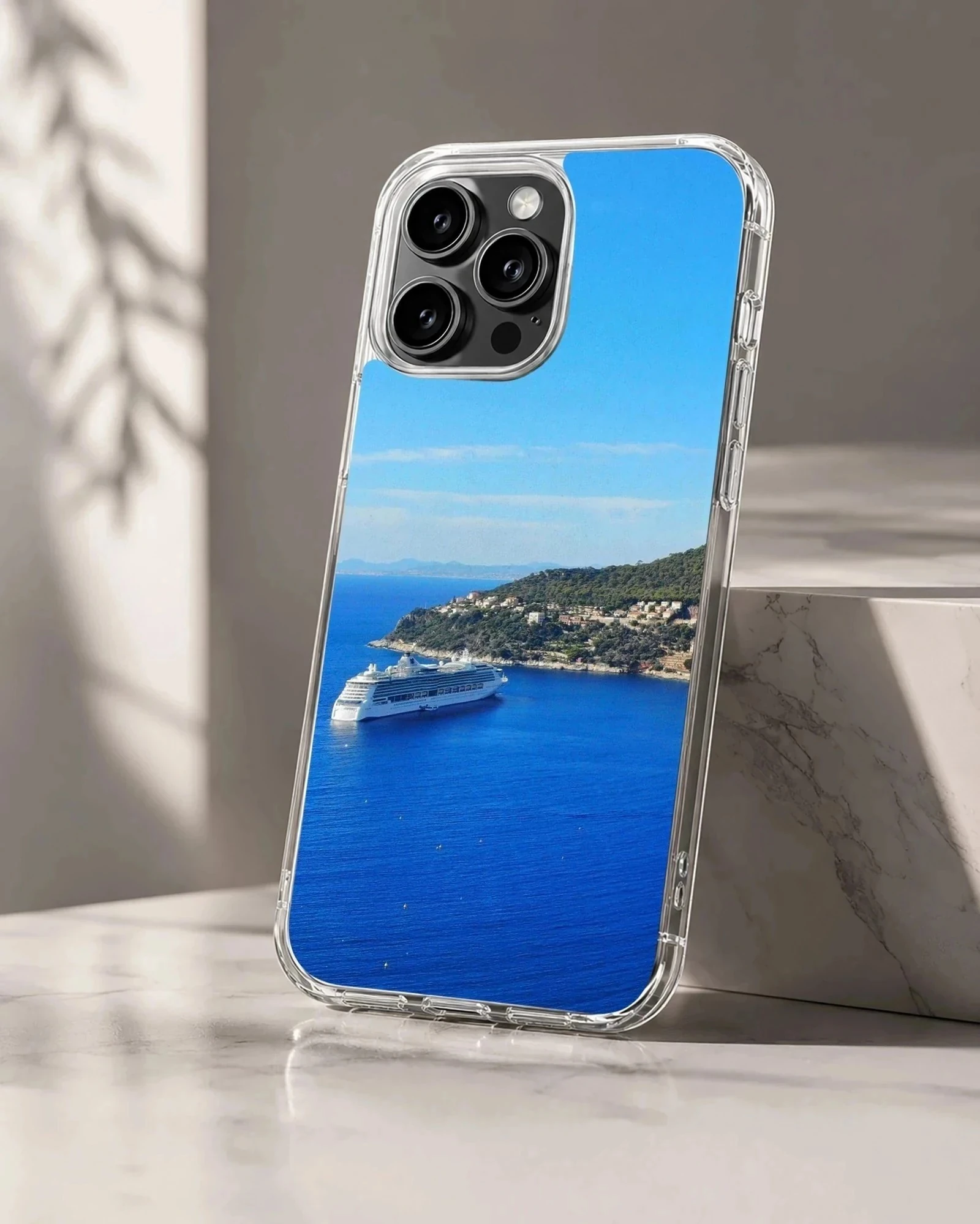 A scenic view of cruise ships on the blue ocean, Cruise Ships phone case