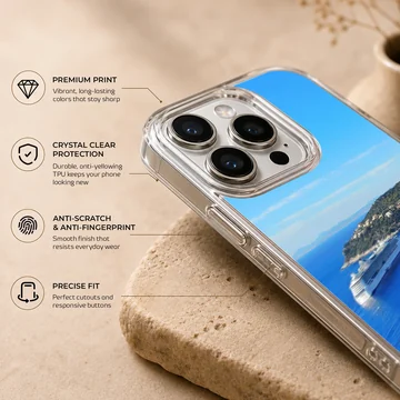 A scenic view of cruise ships on the blue ocean, Cruise Ships phone case — Info