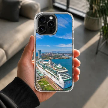 Photographic print of cruise ships in a beautiful scenic ocean view phone case — Lifestyle