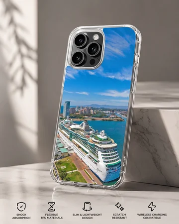 Photographic print of cruise ships in a beautiful scenic ocean view phone case — Specs