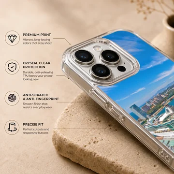 Photographic print of cruise ships in a beautiful scenic ocean view phone case — Info