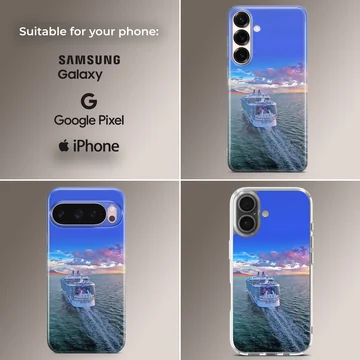 Stunning scenic view of a cruise ship sailing across the ocean phone case — Collage