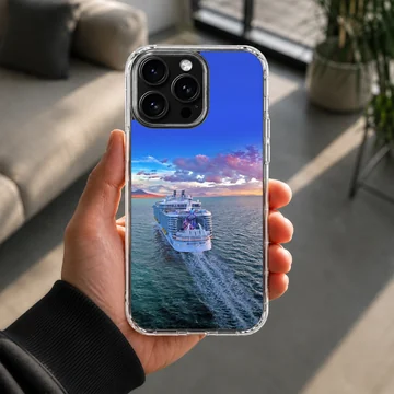 Stunning scenic view of a cruise ship sailing across the ocean phone case — Lifestyle