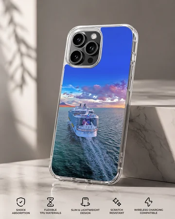 Stunning scenic view of a cruise ship sailing across the ocean phone case — Specs