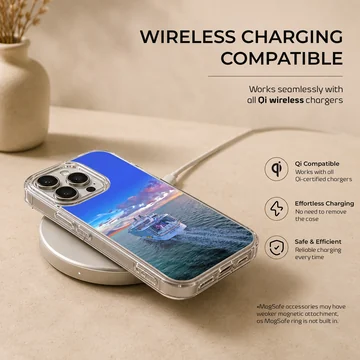 Stunning scenic view of a cruise ship sailing across the ocean phone case — Charging